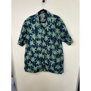 Cookie Street mens Blue‎ Palm tree Shirt 2XL short sleeve button up cotton